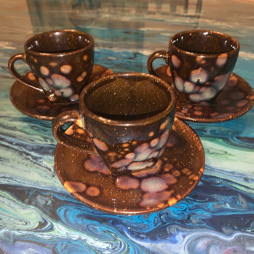 Espresso Cups and Saucer; Set of 3